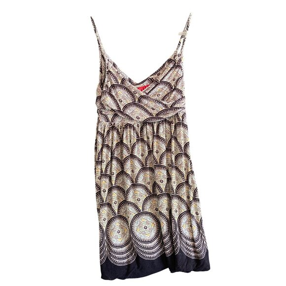 Elle Dress Summer Sundress Blue Green Black Geometric Elastic Waist Women Small - Picture 1 of 10